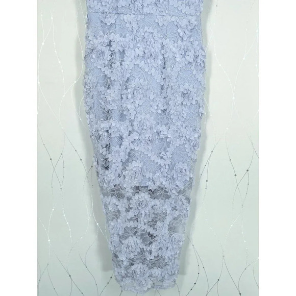 NWT Xscape Lilac Gray 3D Floral Lace Midi Dress $219 - Picture 7 of 13